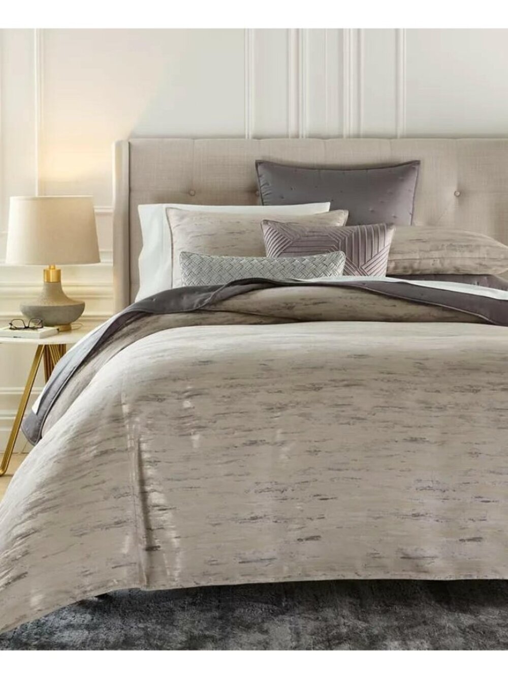 Hotel Collection Impasto Stone 3-Pc King Comforter Set Gray Abstract MSRP $625